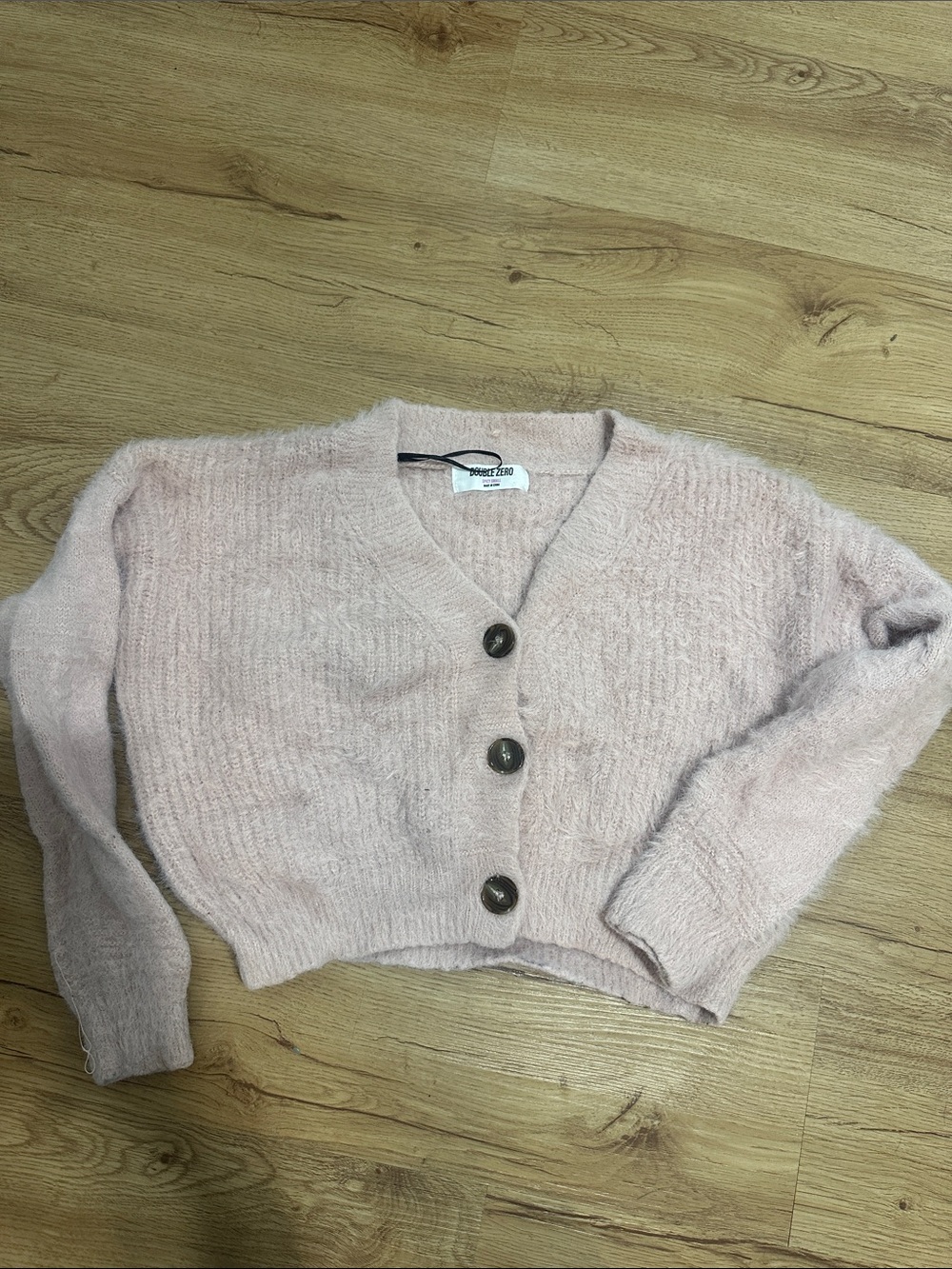 Double Zero Blush Pink V-Neck Button Cardigan